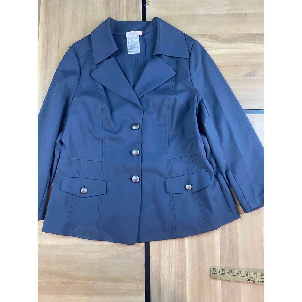 Laurel Women's Navy Blue Blazer Jacket Button Front Lapel Collar Tailored